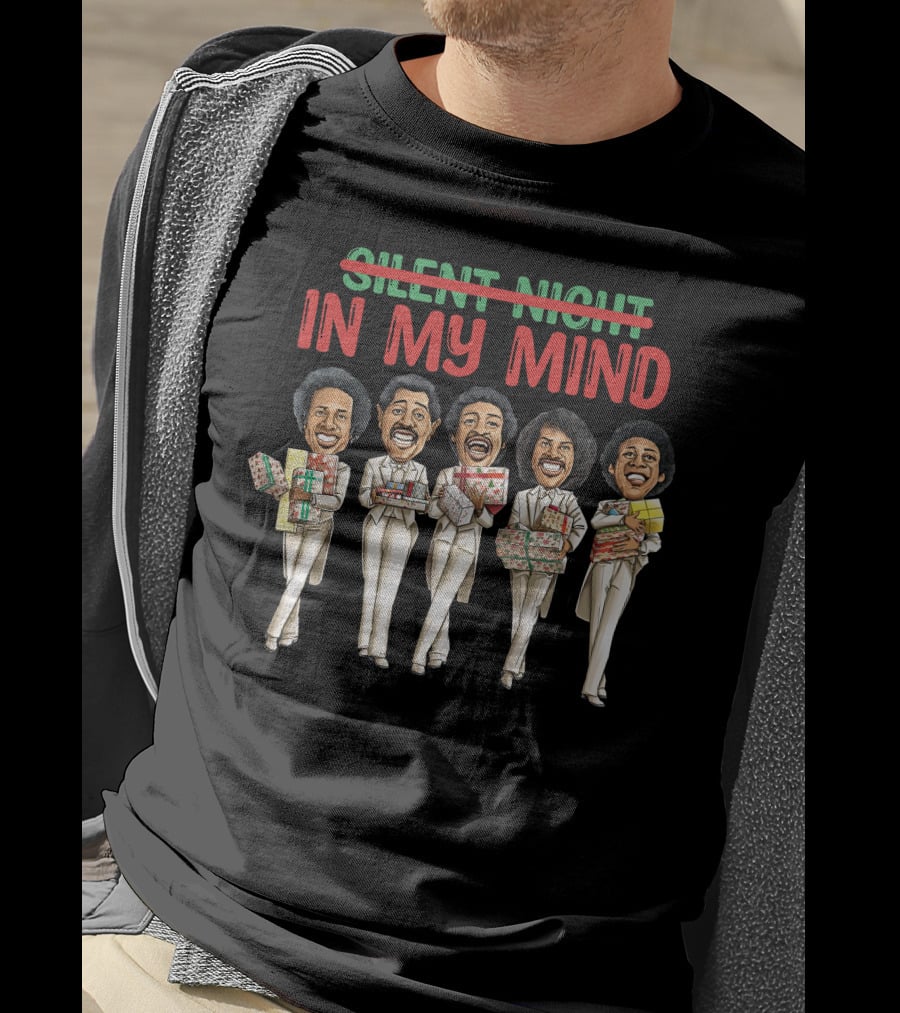 Silent Night Crossed Out In My Mind Christmas Four Singing Figures Holding Gifts T-Shirt