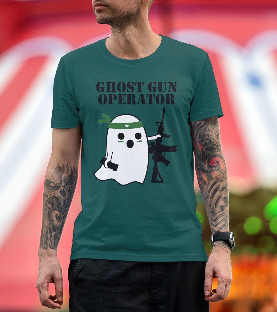 Ghost Gun Operator Ghost with Bandana and Rifle T-Shirt