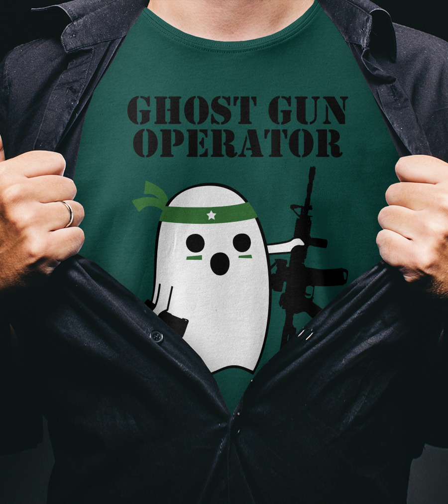 Ghost Gun Operator Ghost With Bandana And Rifle T-Shirt