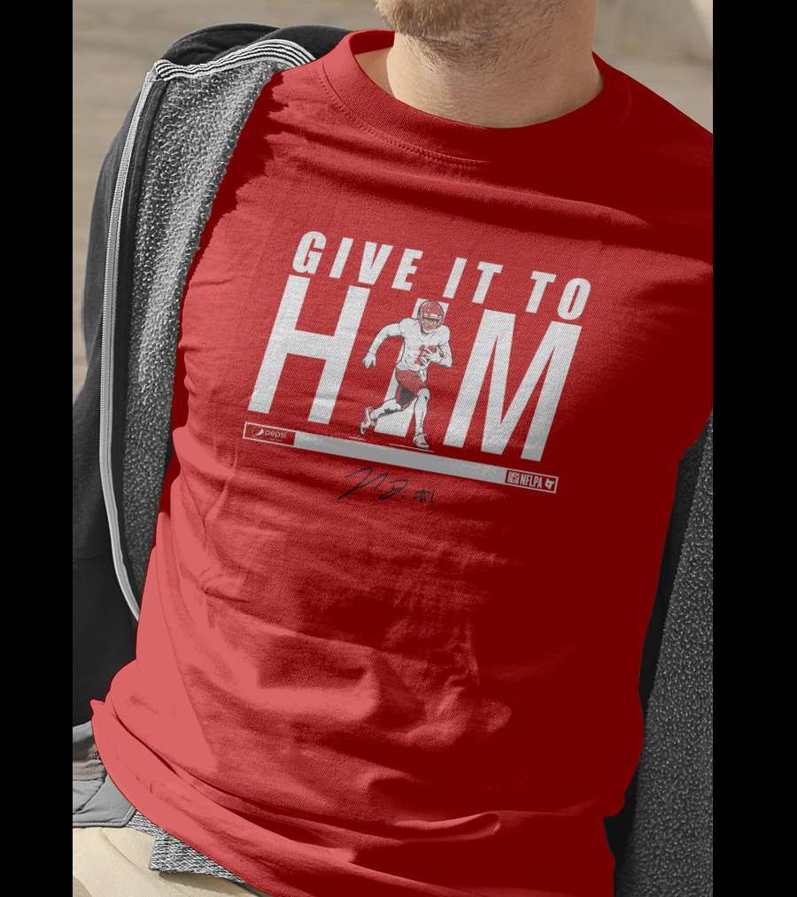Give It To Him Football Player Signature 10 Red And White T-Shirt