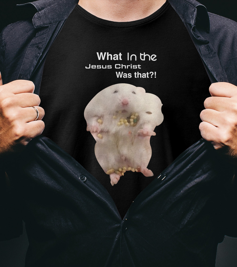 Hamster Jesus Christ Cute Fluffy White Rodent Eating Food T-Shirt