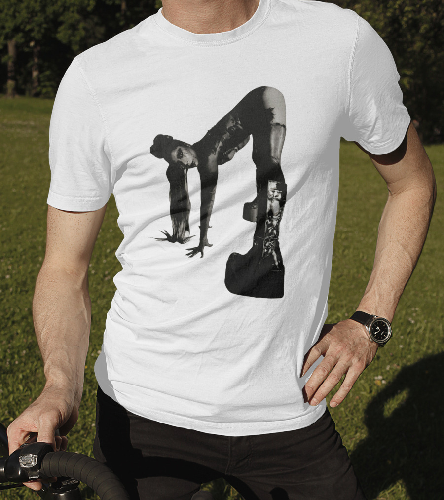 Lady Gaga Chromatica Black And White Striking Pose Platform Boots T-Shirt