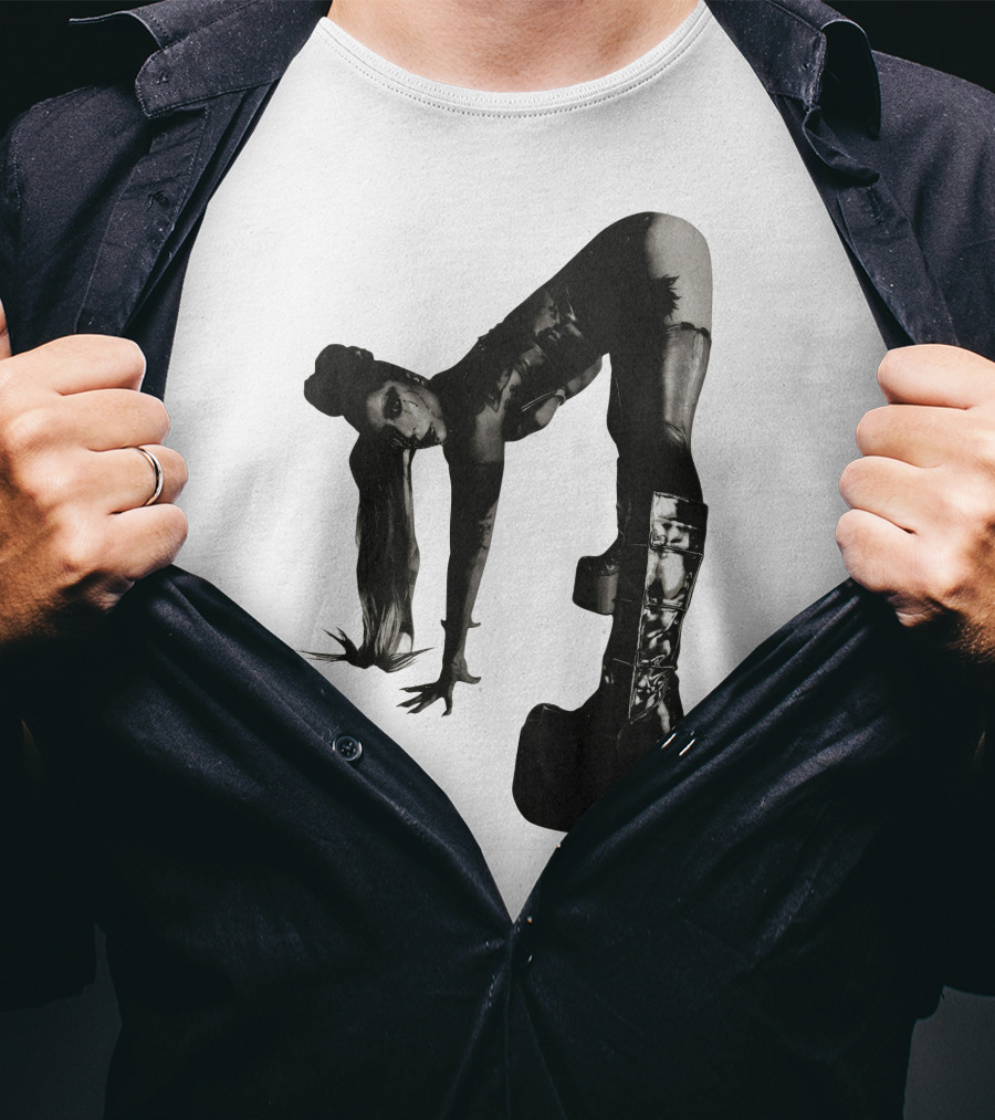 Lady Gaga Chromatica Black And White Striking Pose Platform Boots T-Shirt