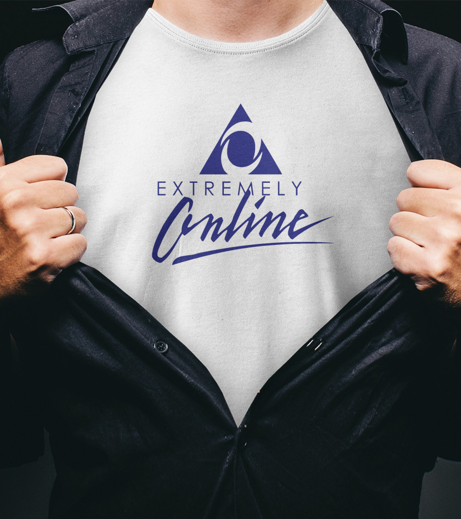 EXTREMELY ONLINE Internet Culture 90s Aesthetic Triangle T-Shirt
