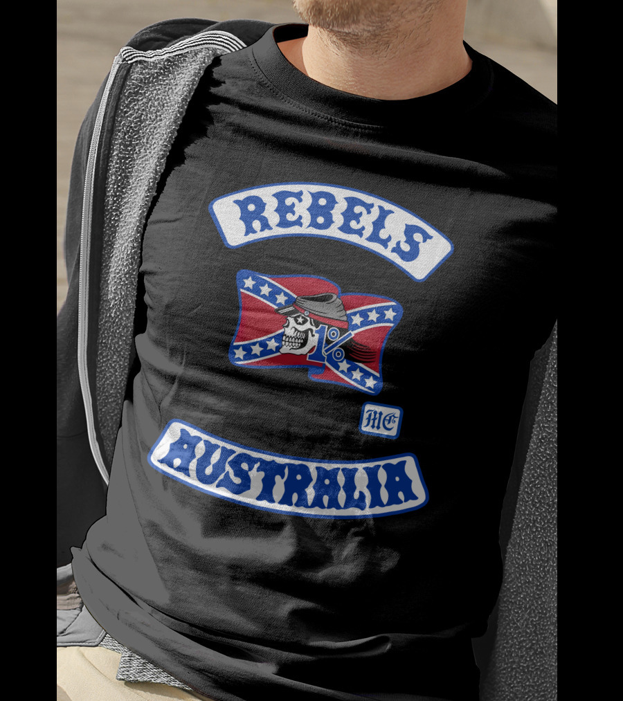 Rebels MC 1% Skull Australia Motorcycle Club Patch T-Shirt