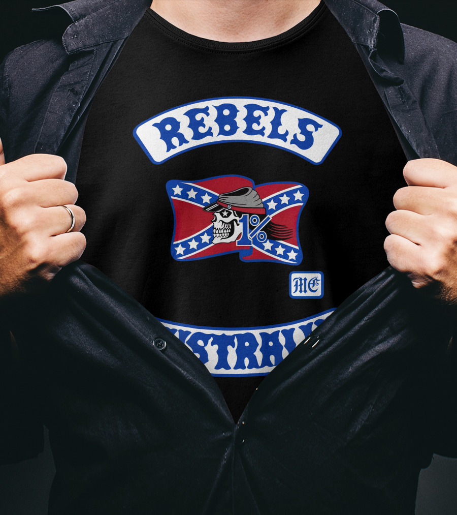 Rebels MC 1% Skull Australia Motorcycle Club Patch T-Shirt