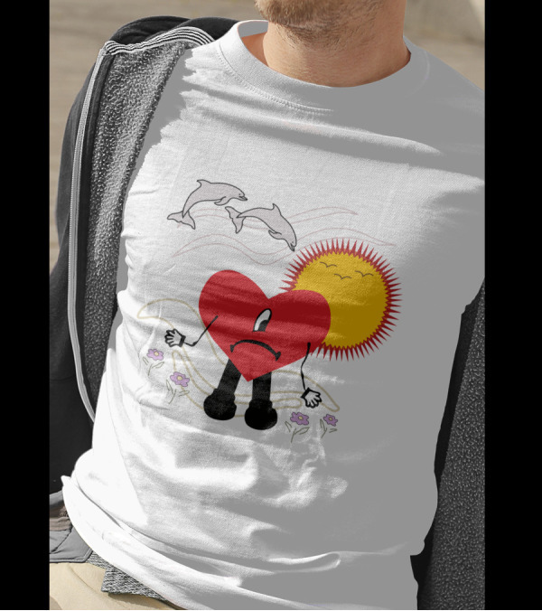 Bad Bunny Un Verano Sin Ti Album Heart Sun Dolphins Flowers Scene T-Shirt