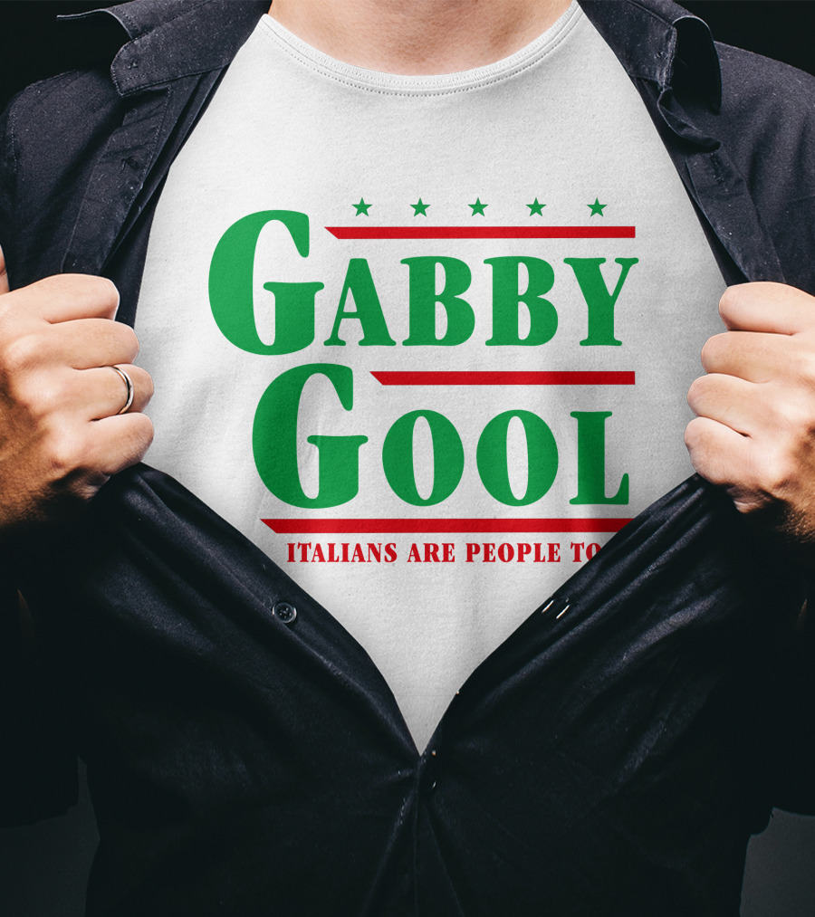 Gabby Gool Italians Are People Too Green Red Stars T-Shirt