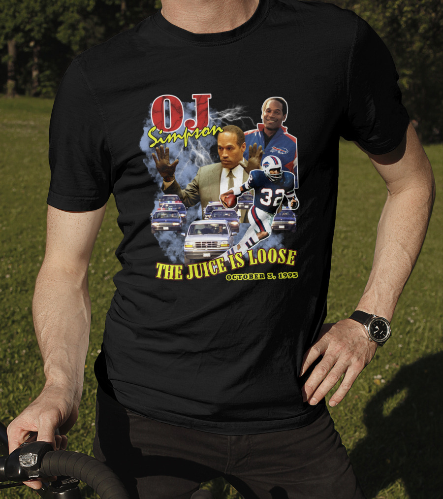 OJ Simpson The Juice Is Loose October 3, 1995 Football Chase T-Shirt