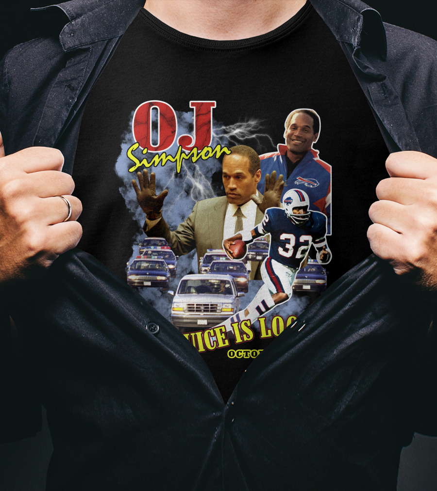 OJ Simpson The Juice Is Loose October 3, 1995 Football Chase T-Shirt
