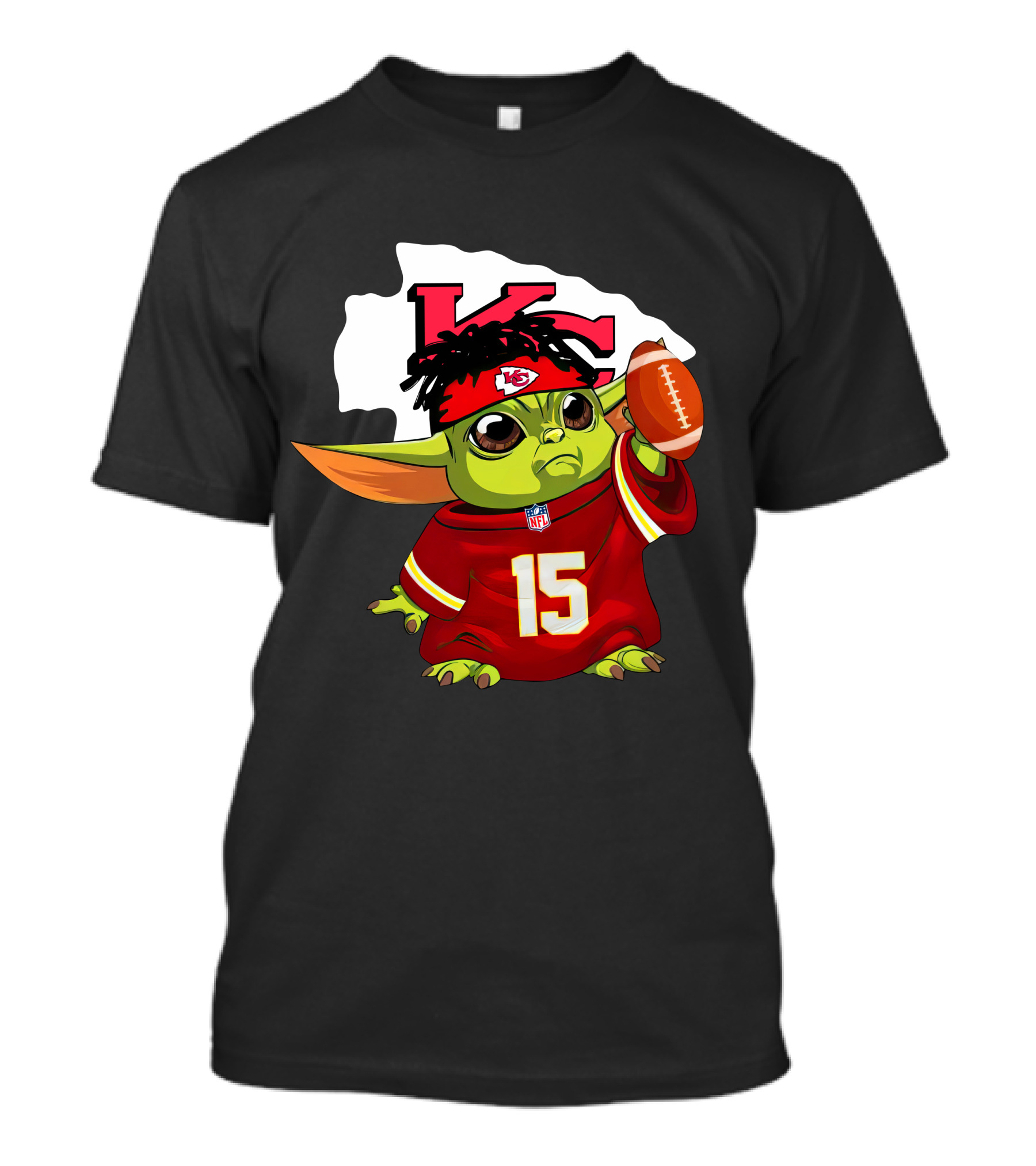 Star Wars Baby Yoda Mandalorian Kansas City Chiefs Patrick Mahomes 15 Merch T-Shirt