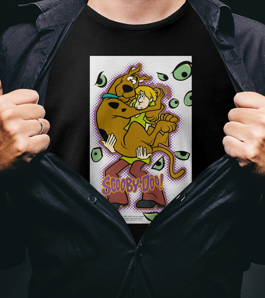 Scooby-Doo Shaggy Hug Surrounded By Eyes T-Shirt