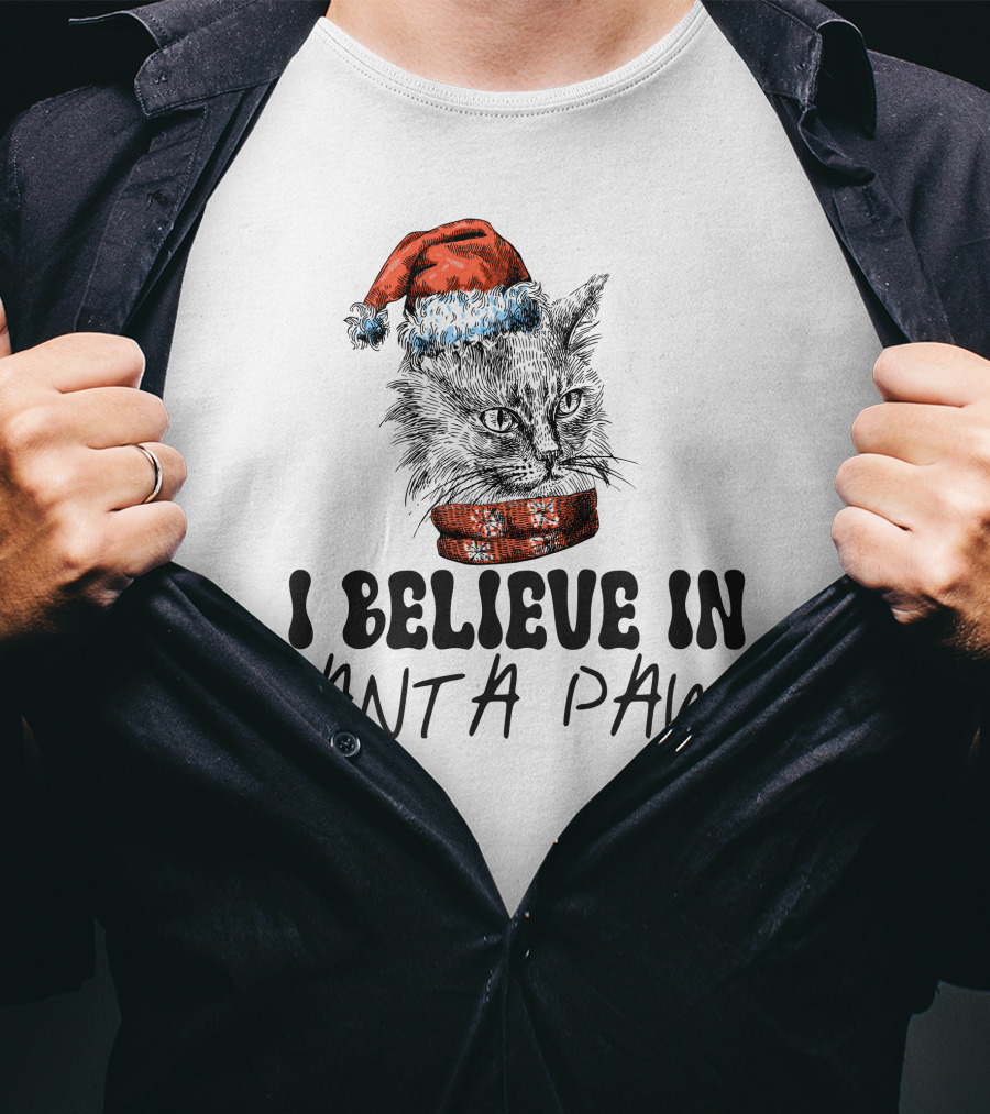 I Believe In Santa Paws Cat T-Shirt
