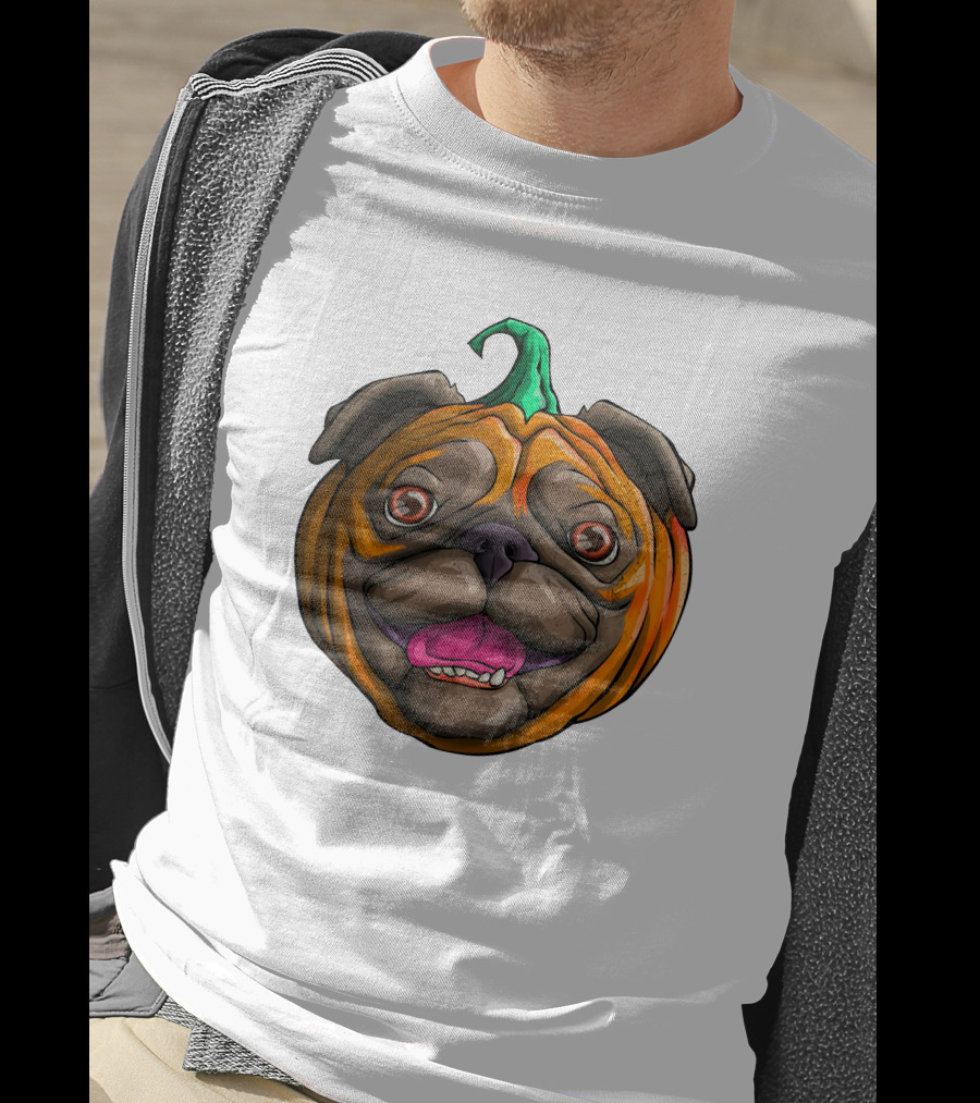 Pugkin Halloween Pug Pumpkin Head T-Shirt