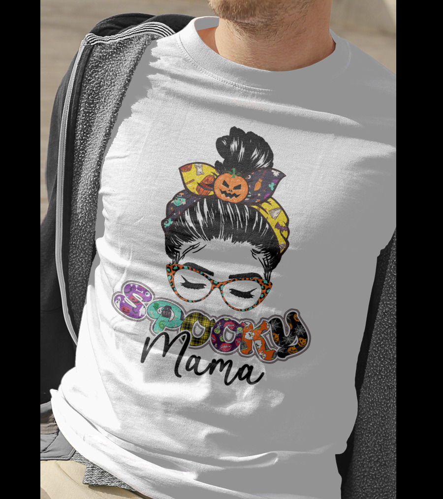 Spooky Mama Halloween Glasses Pumpkin Headband T-Shirt