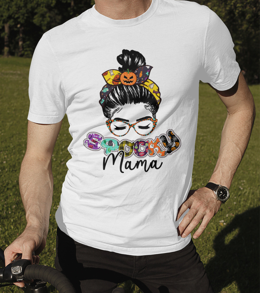 Spooky Mama Halloween Glasses Pumpkin Headband T-Shirt