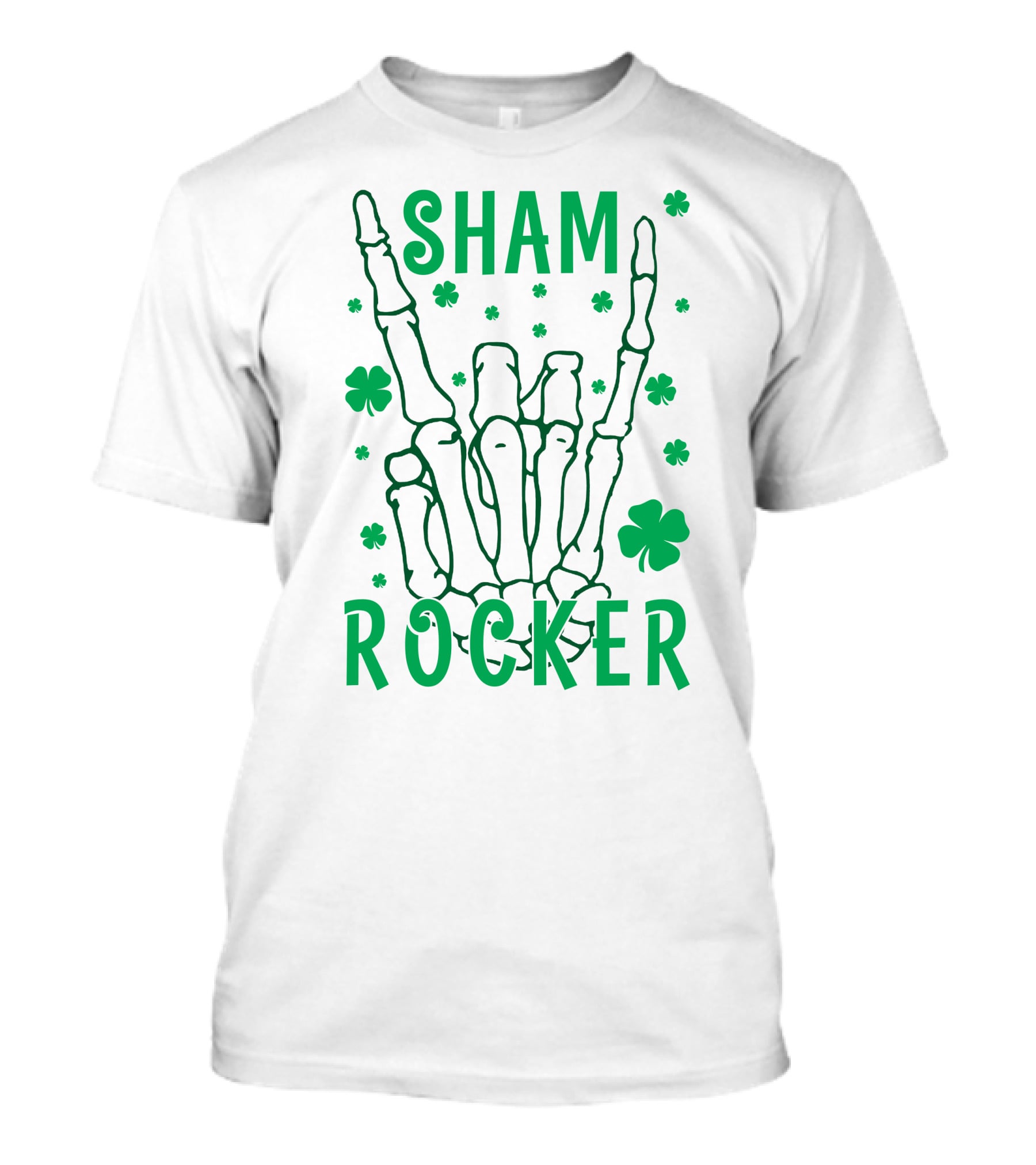 SHAM ROCKER Skeleton Hand With Shamrocks T-Shirt