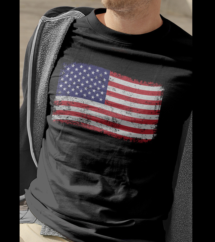 American Flag Distressed Vintage Style T-Shirt