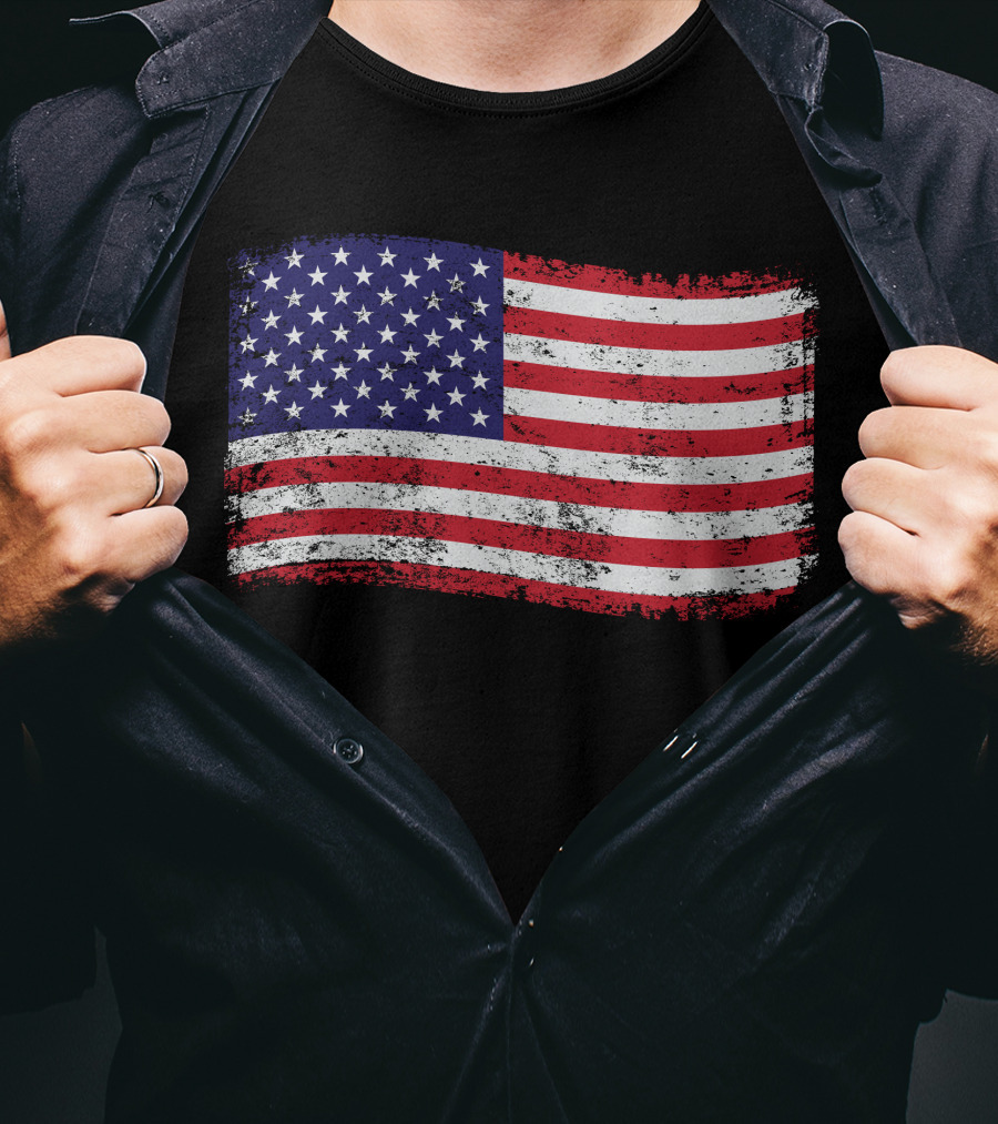 American Flag Distressed Vintage Style T-Shirt