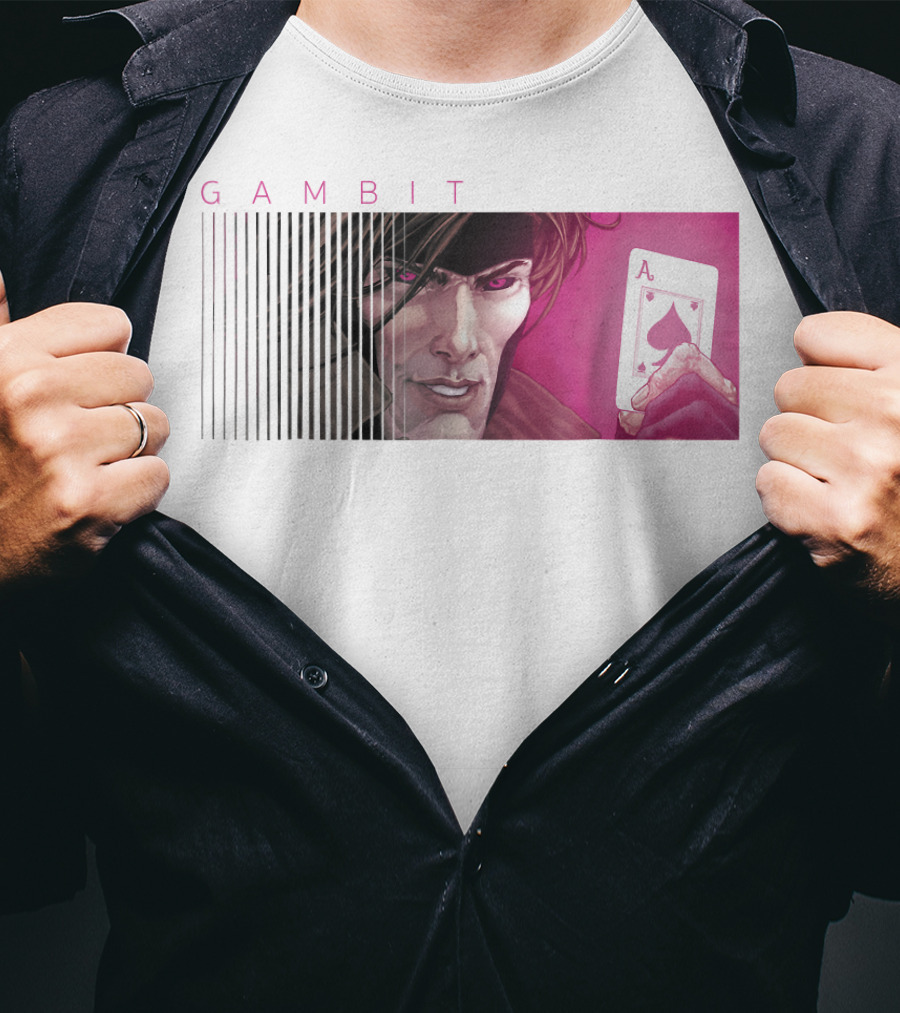 Gambit X-Men Holding Ace Of Spades Card T-Shirt