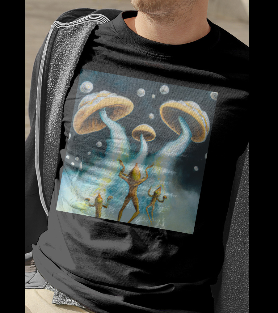 Style The Arrival Of Leman Alien Cosmic Encounter With Mushroom UFOs T-Shirt