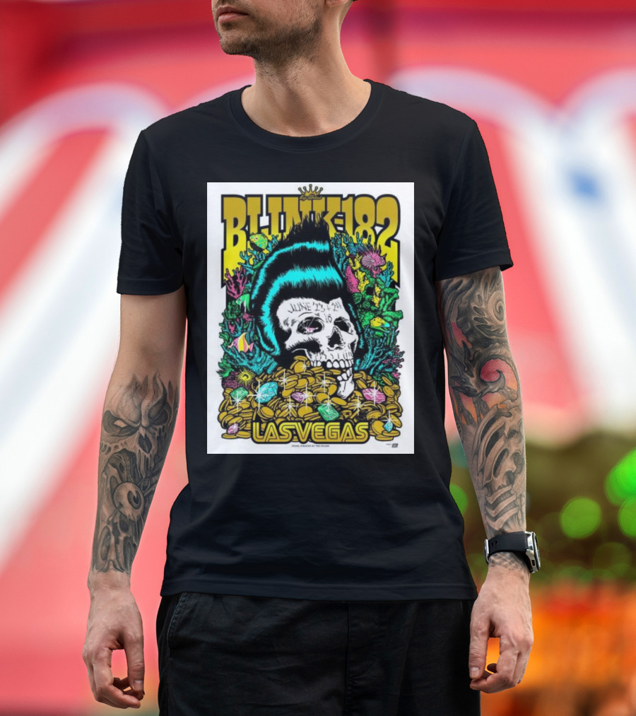 Blink-182 Las Vegas June 8-9 Skull with Money and Crown T-Shirt