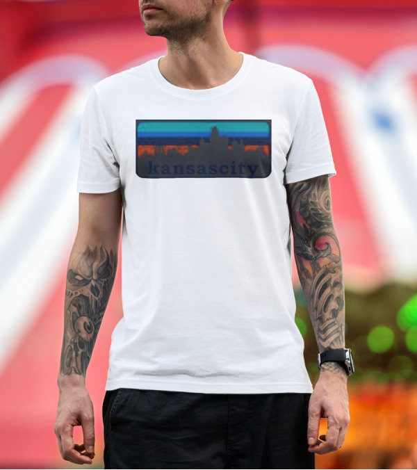 Premium T-Shirt: kansas city skyline vintage retro sunset T-Shirt kansas city skyline vintage retro sunset T-Shirt