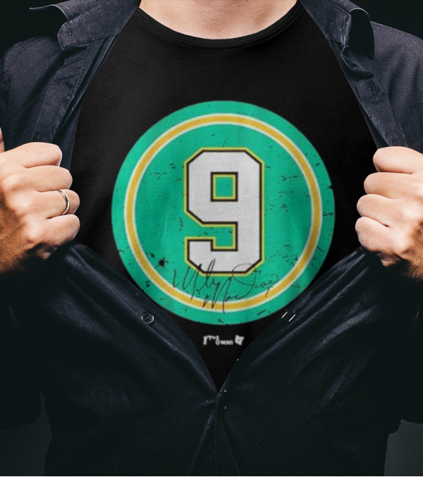 Mike Modano No 9 Retro Circle Signature T-Shirt