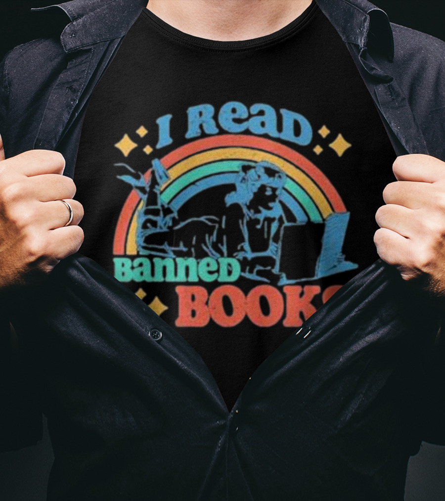 I Read Banned Books Retro Rainbow T-Shirt