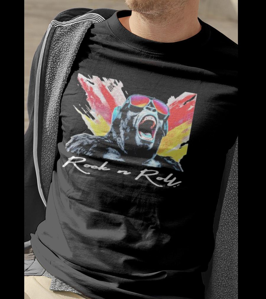 Rock N Roll Gorilla With Headphones And Sunglasses T-Shirt