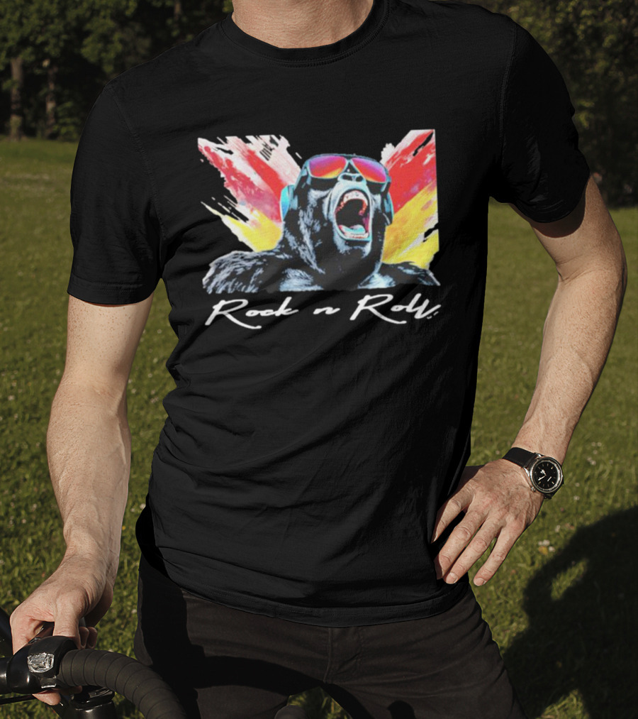 Rock N Roll Gorilla With Headphones And Sunglasses T-Shirt
