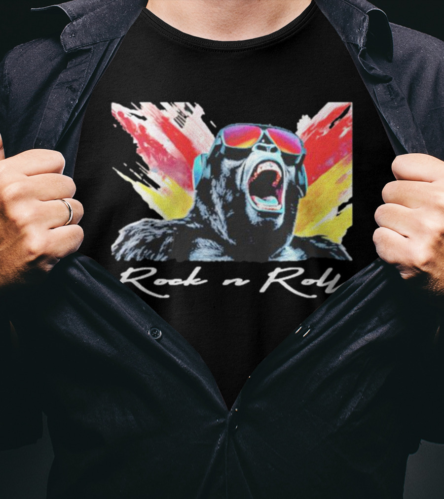 Rock N Roll Gorilla With Headphones And Sunglasses T-Shirt