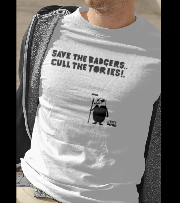 Save The Badgers Cull The Tories Badger With Paint Roller T-Shirt