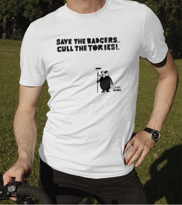 Save The Badgers Cull The Tories Badger With Paint Roller T-Shirt