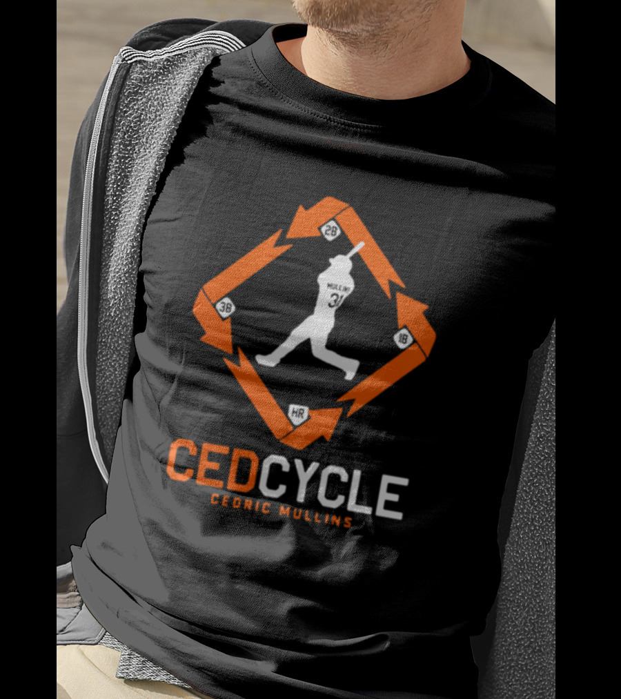 Cedric Mullins CEDCYCLE 31 Baseball Diamond 2B 3B 1B HR T-Shirt