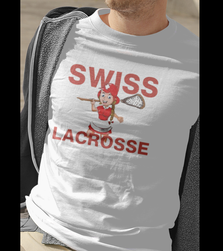 SWISS LACROSSE Cartoon Player With Stick T-Shirt