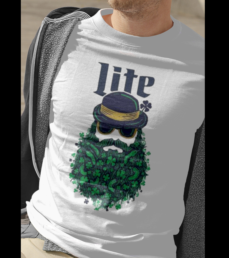 St Patrick’s Day Lite Hat And Green Beard With Shamrocks T-Shirt