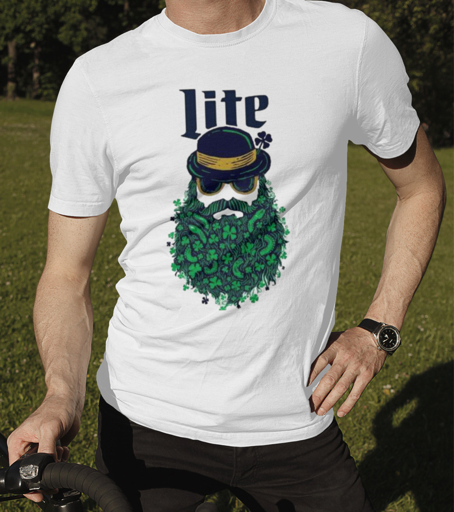 St Patrick’s Day Lite Hat And Green Beard With Shamrocks T-Shirt