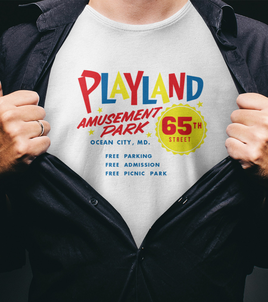 Playland Amusement Park 65th Street Ocean City MD Free Parking Admission Picnic Park T-Shirt
