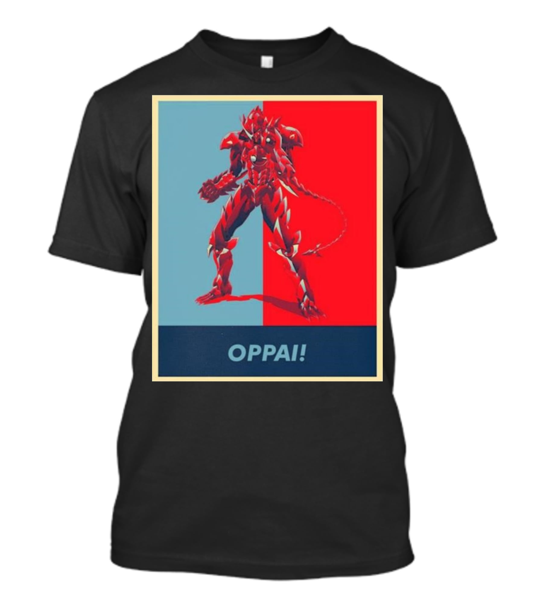 OPPAI Issei Hyoudou High School DxD Hope Style Mecha Fusion Red And Blue Dual Color Background T-Shirt
