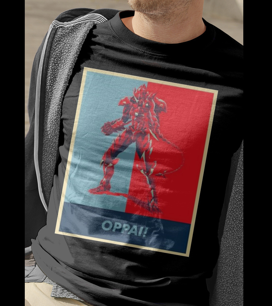 OPPAI Issei Hyoudou High School DxD Hope Style Mecha Fusion Red And Blue Dual Color Background T-Shirt