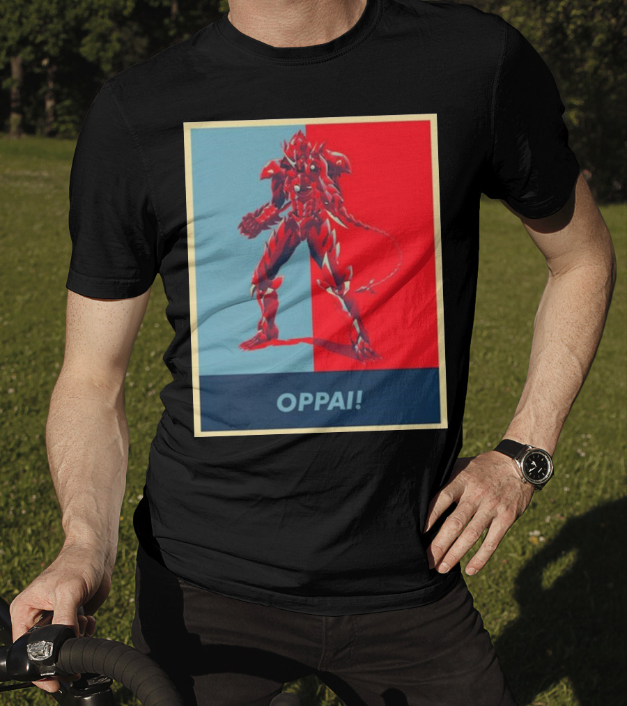 OPPAI Issei Hyoudou High School DxD Hope Style Mecha Fusion Red And Blue Dual Color Background T-Shirt