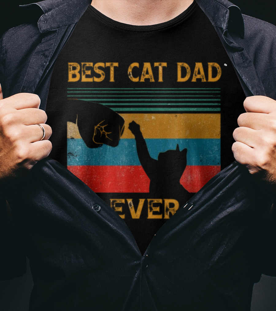 Best Cat Dad Ever Vintage Pet Lover Apparel Funny Kitty Clothes Cat Owners Cat Daddy T-Shirt