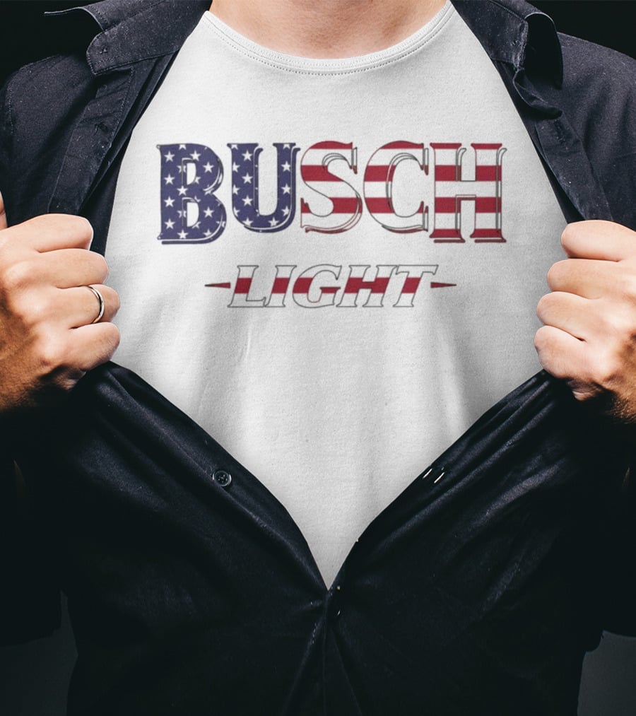 Hardy Busch Light American Flag USA T-Shirt
