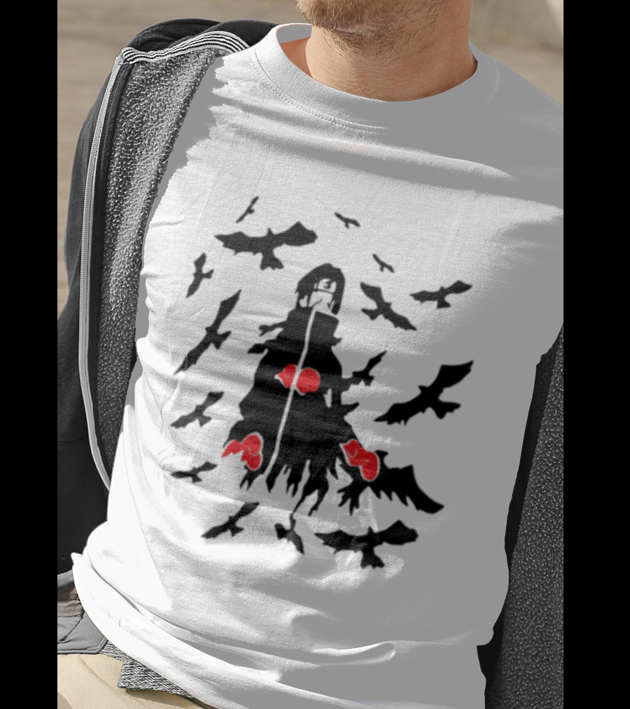 Itachi Uchiha Akatsuki Cloak And Crows With Red Clouds T-Shirt