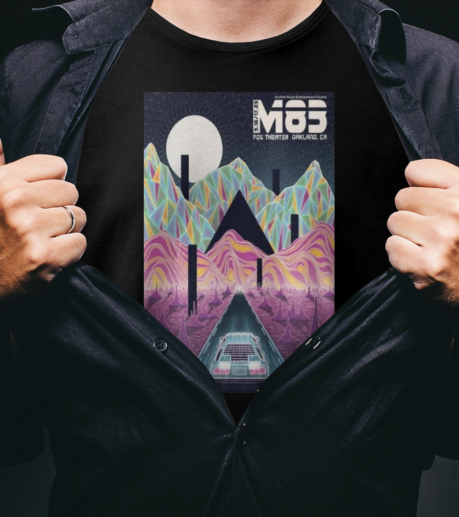 M83 Band Fox Theater Oakland CA May 16 And 17 Retro Futuristic Landscape T-Shirt