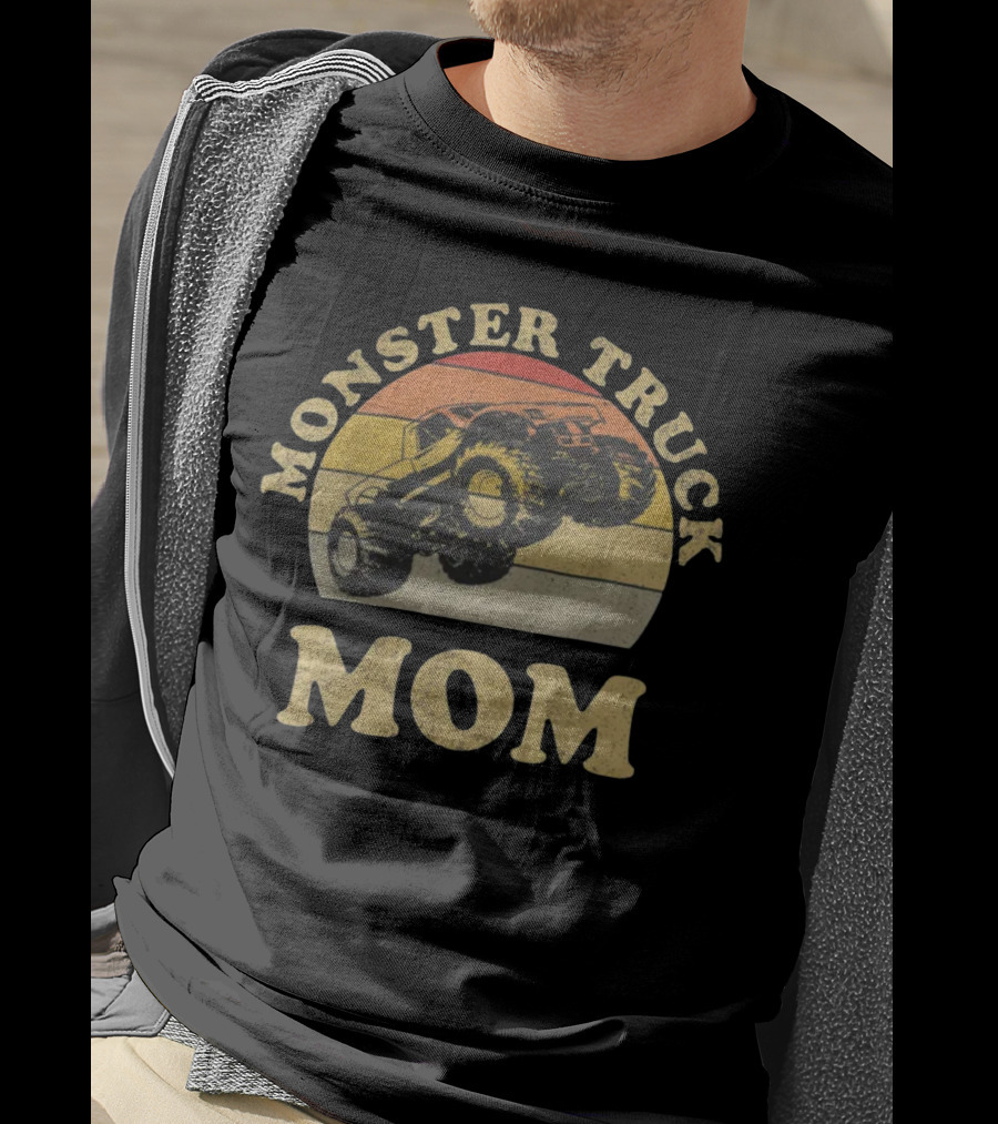 Vintage Monster Truck Mom Retro Stripes T-Shirt