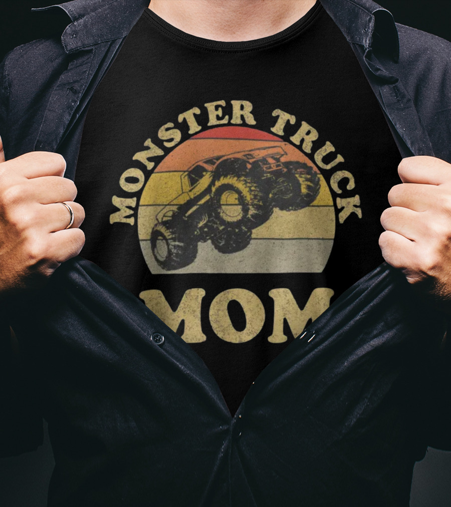 Vintage Monster Truck Mom Retro Stripes T-Shirt