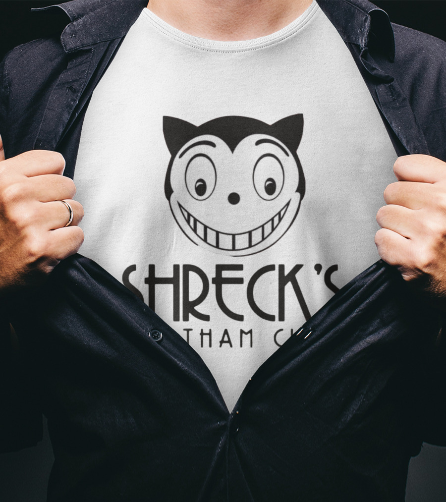 Shreck's Gotham City Smiling Cat Face T-Shirt