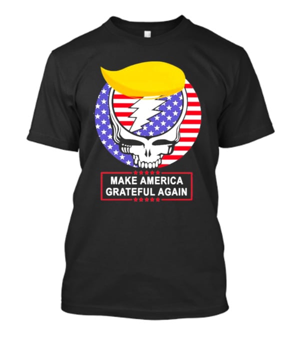 Make America Grateful Again Skull With Lightning Bolt And Flag T-Shirt